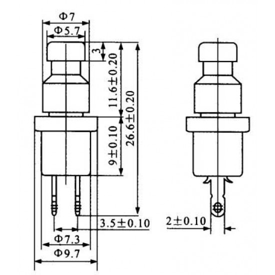 Chave Push Button PBS-110 Sem Trava Verde Chave Push Button PBS-110 Sem Trava Verde