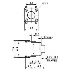 Chave Tactil 6x6x4,3mm 4 Terminais