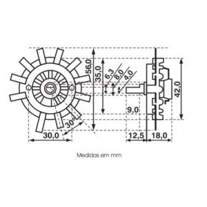 Chave de Onda Seletora CH-42 Knob e Dial 0+10 Posições 10A