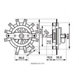 Chave de Onda Seletora CH-60 Knob e Dial 0+10 Posições 20A