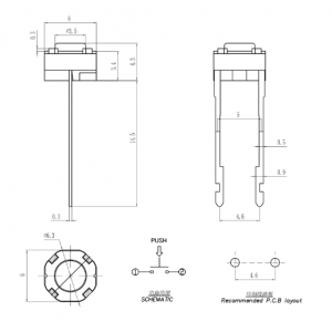 Chave Tactil TSY6650 2T 180G Branca (Redonda 5mm) Chave Tactil TSY6650 2T 180G Branca (Redonda 5mm)