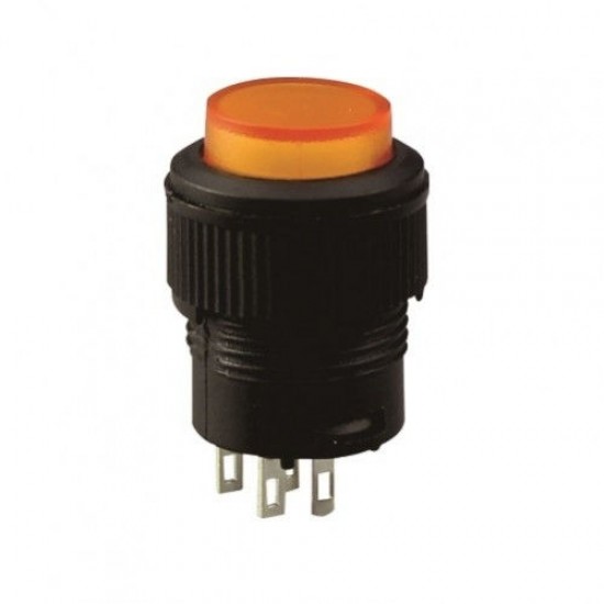 Chave Push Button R16-503BD Sem Trava Com Led Amarela 4T Chave Push Button R16-503BD Sem Trava Com Led Amarela 4T