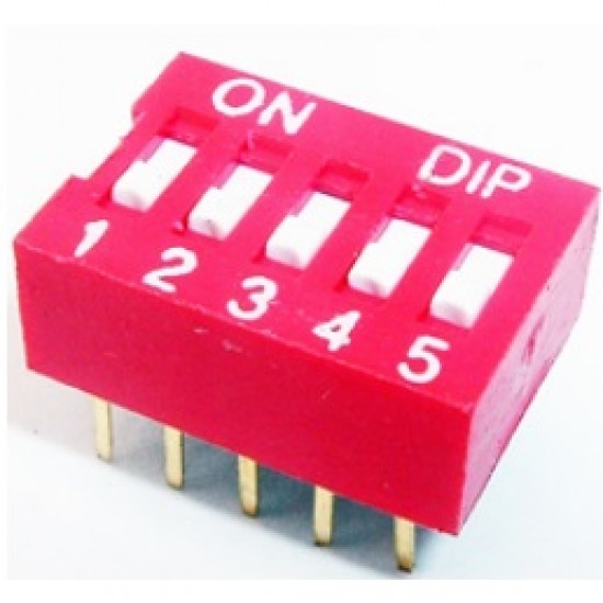 Chave Dip Switch 5 Vias 180 Graus (KF1001-05) Chave Dip Switch 5 Vias 180 Graus (KF1001-05)