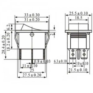 Chave Gangorra KCD4-202C Preta Com Marcação L-L (I/O) 6T Chave Gangorra KCD4-202C Preta Com Marcação L-L (I/O) 6T