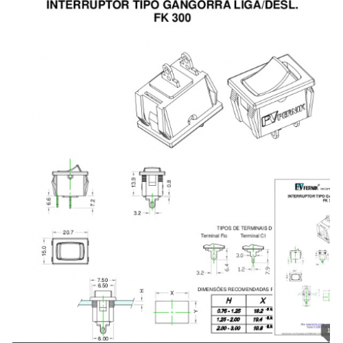 Chave Gangorra FK-300-1-1-A L/D Preta 6A Com Gravação Chave Gangorra FK-300-1-1-A L/D Preta 6A Com Gravação