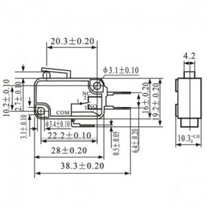 Chave Micro Switch KW11-7-2-3T 14MM