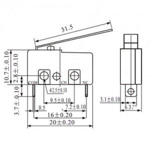 Chave Micro Switch KW11-3Z-5-3T - 31,5MM