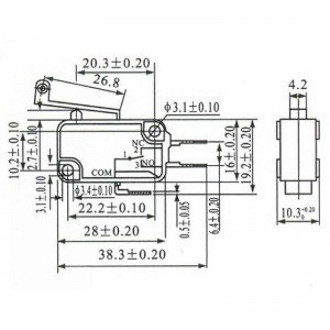 Chave Micro Switch KW11-7-2-3T 29mm Com Roda
