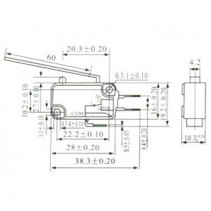 Chave Micro Switch KW11-7-3-3T - 60MM