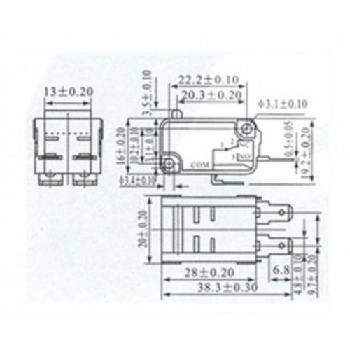 Chave Micro Switch KW11-7-8 Duplo Chave Micro Switch KW11-7-8 Duplo