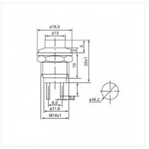 Chave Push Button DS-212 Sem Trava Metal Vermelha Chave Push Button DS-212 Sem Trava Metal Vermelha