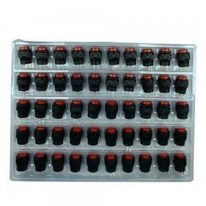 Chave Push Button R16-503AD Trava Led Vermelho Com 50 Peças