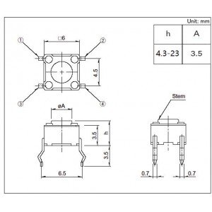 Chave Tactil 12x12x4,3mm 4 Terminais
