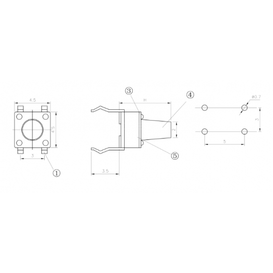 Chave Tactil 6x6x15mm 4 Terminais Chave Tactil 6x6x15mm 4 Terminais