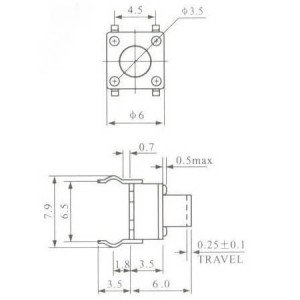 Chave Tactil 6x6x6mm 4 Terminais