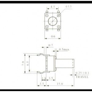 Chave Tactil 6x6x9,5mm 4 Terminais Chave Tactil 6x6x9,5mm 4 Terminais