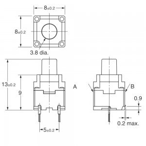 Chave Tactil 8x8x13mm 2 Terminais Para Maquina Lava e Seca Chave Tactil 8x8x13mm 2 Terminais Para Maquina Lava e Seca