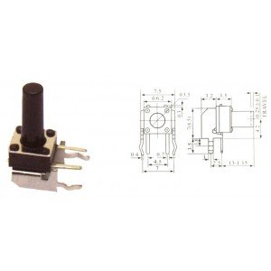 Chave Tactil KFC-A06-W4-12,75MM 4 Terminais 90 Graus Chave Tactil KFC-A06-W4-12,75MM 4 Terminais 90 Graus