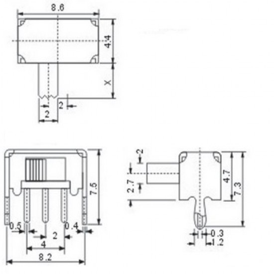 Chave SS-12D02G4 90 Graus 3 Terminais + 2 Fixação Chave SS-12D02G4 90 Graus 3 Terminais + 2 Fixação