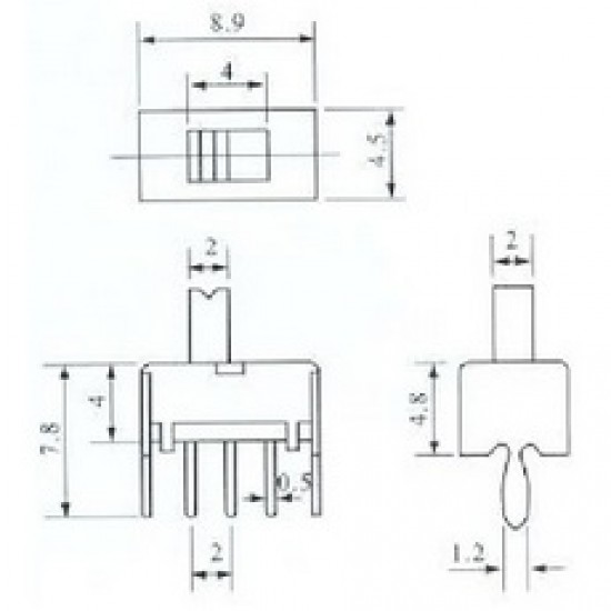 Chave SS-12D07 180 Graus 3 Terminais + 2 Fixação Chave SS-12D07 180 Graus 3 Terminais + 2 Fixação