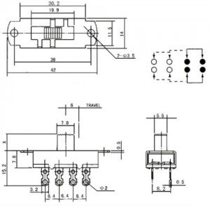 Chave HH SS-23L04 G5 8T 3P S/ Rosca C/ Alavanca 3A 250Vac Chave HH SS-23L04 G5 8T 3P S/ Rosca C/ Alavanca 3A 250Vac
