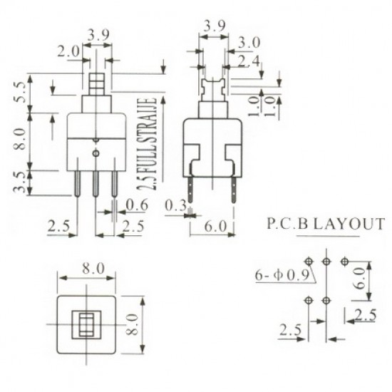 Chave Botao 8x8 Mm Com Trava Chave Botao 8x8 Mm Com Trava