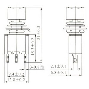 Chave Push Button DS-612 Sem Trava Preta Chave Push Button DS-612 Sem Trava Preta
