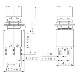 Chave Push Button DS-622 Sem Trava Preta Chave Push Button DS-622 Sem Trava Preta