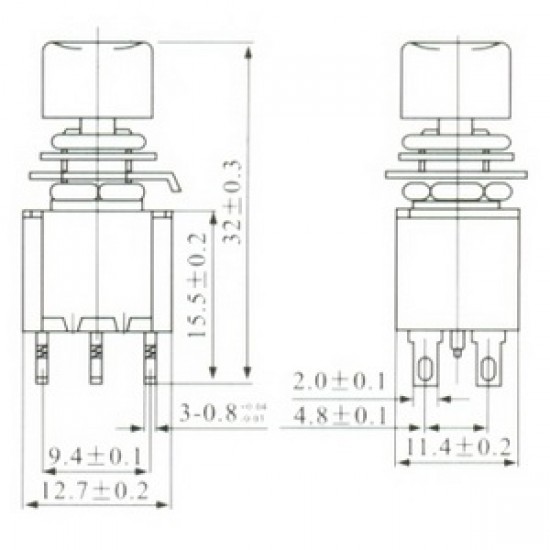 Chave Push Button DS-622 Sem Trava Preta Chave Push Button DS-622 Sem Trava Preta