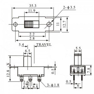 Chave HH SS-22K28G5 6 Terminais 2 Posições Chave HH SS-22K28G5 6 Terminais 2 Posições