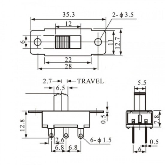 Chave HH SS-23E28 G5 6 Terminais 3 Posições Chave HH SS-23E28 G5 6 Terminais 3 Posições