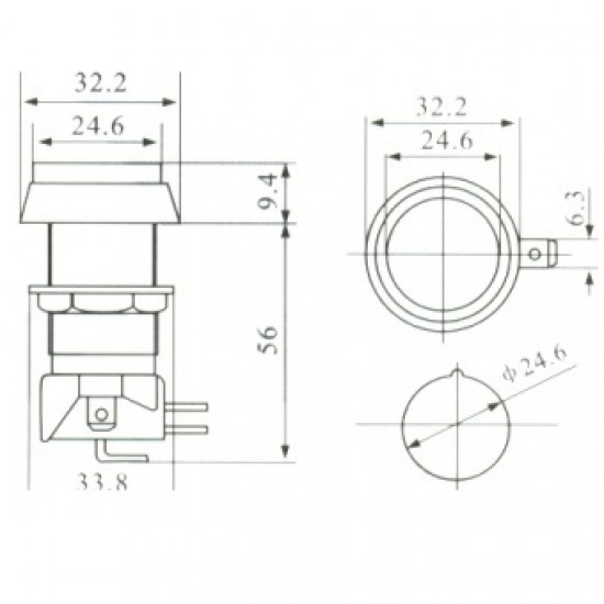 Chave Push Button PBS-30 Sem Trava Verde Chave Push Button PBS-30 Sem Trava Verde