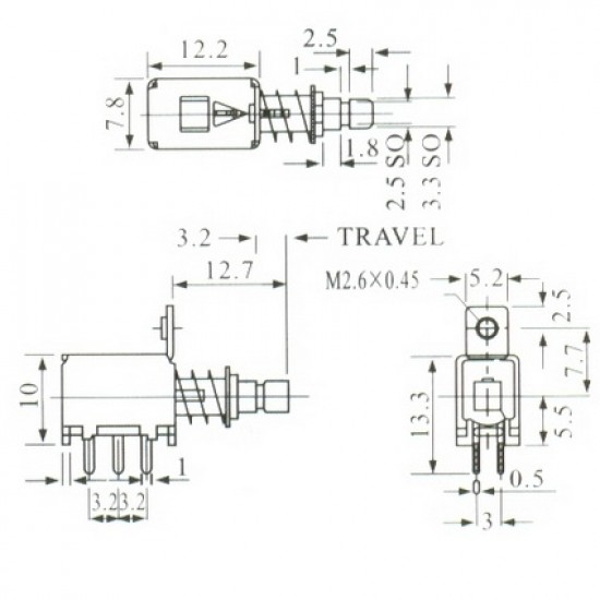 Chave Tecla PS-22F01 Com Trava Para Placa Chave Tecla PS-22F01 Com Trava Para Placa