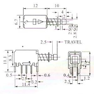 Chave Tecla PS-22F05 Sem Trava Para Placa Chave Tecla PS-22F05 Sem Trava Para Placa