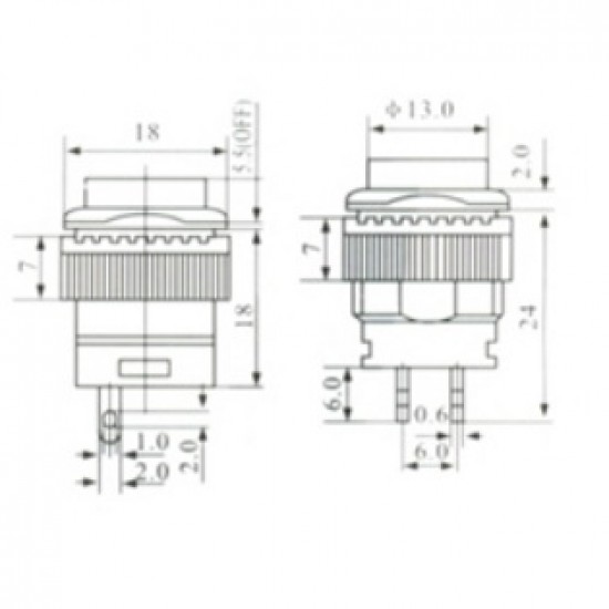 Chave Push Button R16-503A Com Trava Sem Led Amarela 2T Chave Push Button R16-503A Com Trava Sem Led Amarela 2T