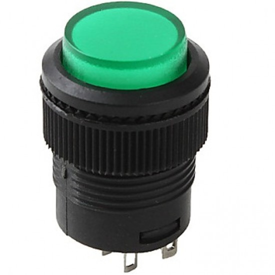 Chave Push Button R16-503AD Com Trava Com Led Verde 4T Chave Push Button R16-503AD Com Trava Com Led Verde 4T