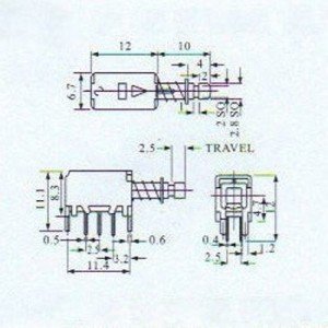 Chave Tecla PS-22F04 Sem Trava 6 Terminais Chave Tecla PS-22F04 Sem Trava 6 Terminais