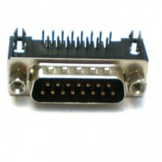 Conector DB15 Macho 90 Graus Solda Placa Conector DB15 Macho 90 Graus Solda Placa