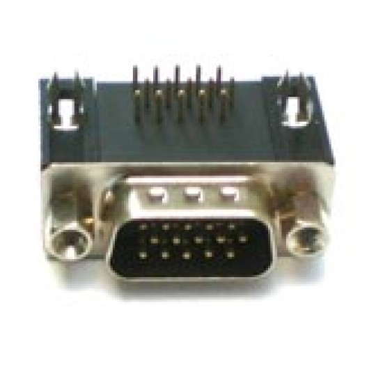 Conector HD15 Macho 90 Graus Solda Placa (DB15 VGA) Conector HD15 Macho 90 Graus Solda Placa (DB15 VGA)