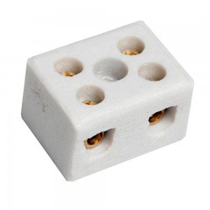 Conector de Porcelana 2 Pólos 6mm Conector de Porcelana 2 Pólos 6mm