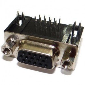 Conector HD15 Femea 90 Graus Solda Placa (DB15 VGA/DE15) Conector HD15 Femea 90 Graus Solda Placa (DB15 VGA/DE15)