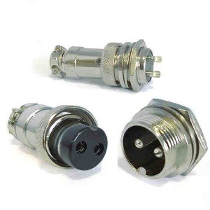 Conector Mike LS-3001-3008 2 Vias Prateado Macho E Fêmea