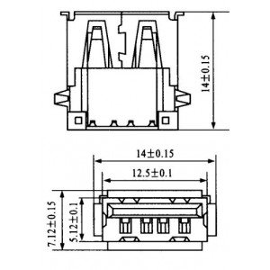 Conector USB-A Femea YH-USB01B Conector USB-A Femea YH-USB01B