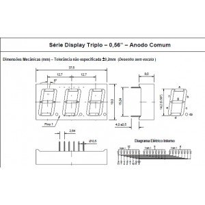 Display De Led Vermelho Anodo Triplo D3156ASR 0,56" Display De Led Vermelho Anodo Triplo D3156ASR 0,56"