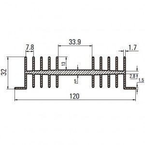 Dissipador 183006/80-A (KM1,6/80) Com Furo Dissipador 183006/80-A (KM1,6/80) Com Furo