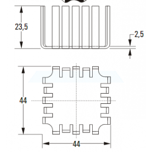 Dissipador de calor 180000 Sem Furo Anodizado Preto