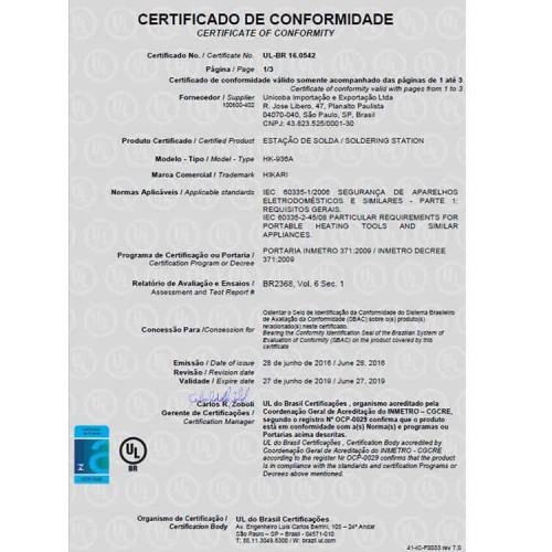 Estação de Solda Analógica Hikari HK-936A ESD 60W 220V Estação de Solda Analógica Hikari HK-936A ESD 60W 220V