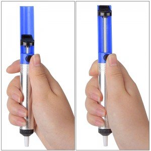 Sugador De Solda Metálico Prata E Azul Sugador De Solda Metálico Prata E Azul