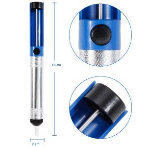 Sugador De Solda Metálico Prata E Azul Sugador De Solda Metálico Prata E Azul