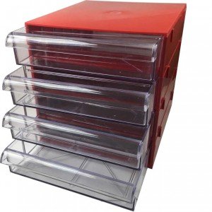 Gaveteiro CG404/5 Vermelho Com 4 Gavetas E 20 Divisórias